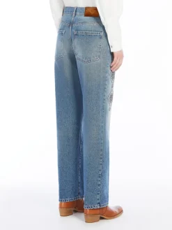 Regular-fit embroidered denim jeans
