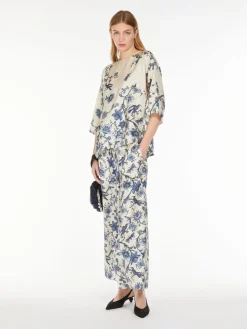 Relaxed-fit printed silk blouse