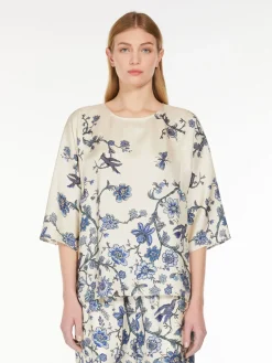 Relaxed-fit printed silk blouse
