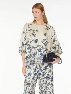 Relaxed-fit printed silk blouse