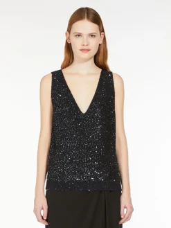 Relaxed-fit sequin top