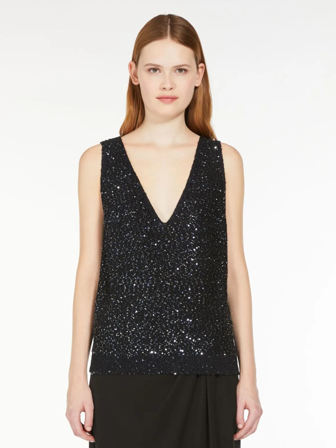 Relaxed-fit sequin top