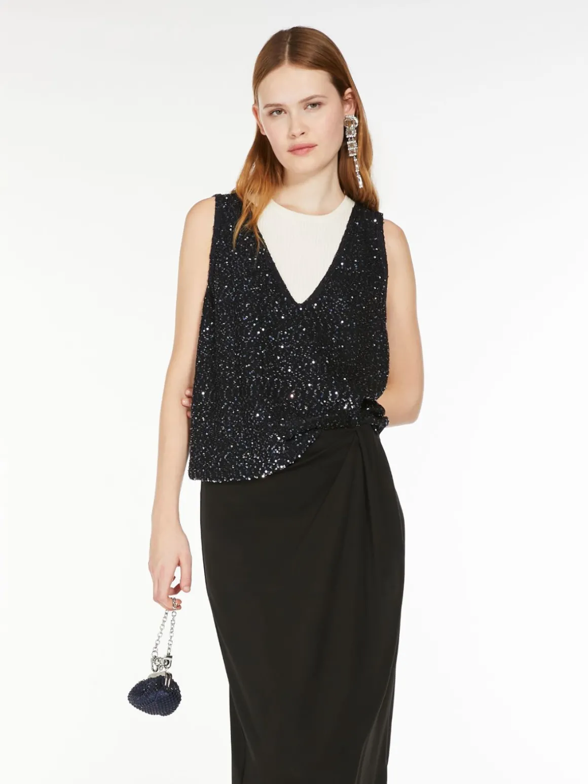 Relaxed-fit sequin top