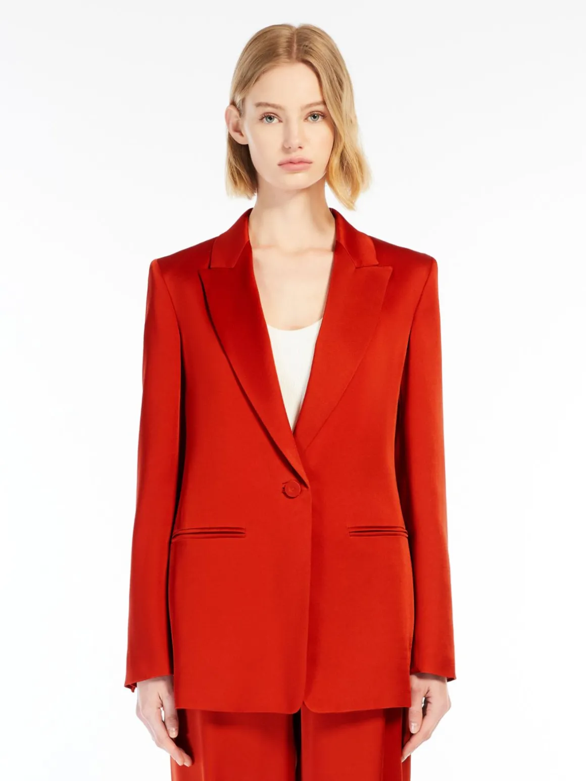 Reverse satin blazer