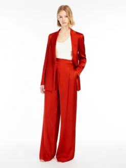 Reverse satin wide trousers