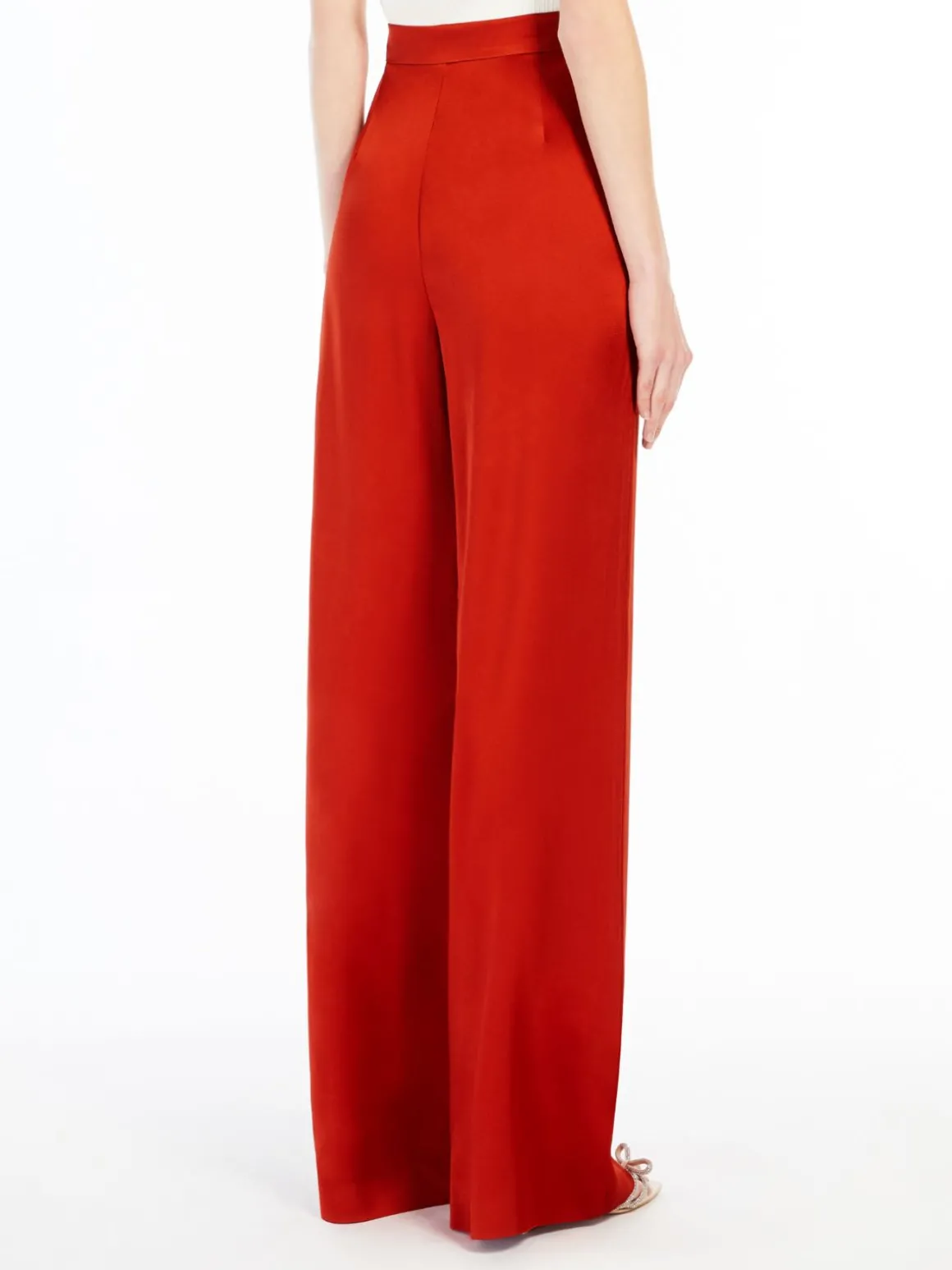 Reverse satin wide trousers