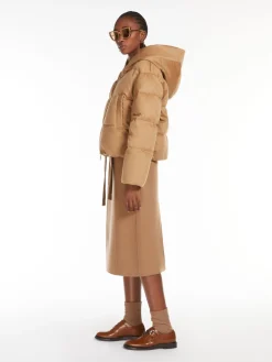 Reversible camel colour down jacket