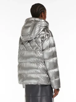 Reversible down jacket in water-repellent canvas