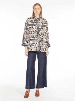 Reversible shirt in printed silk