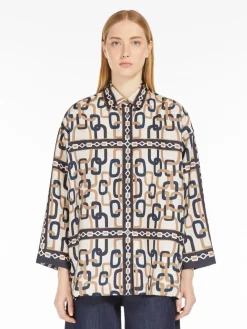Reversible shirt in printed silk