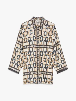 Reversible shirt in printed silk