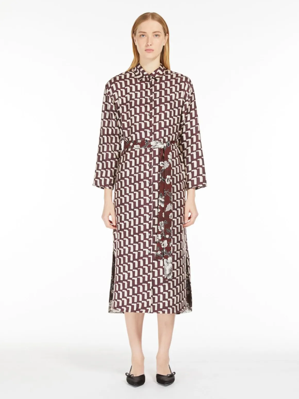 Reversible silk shirt dress