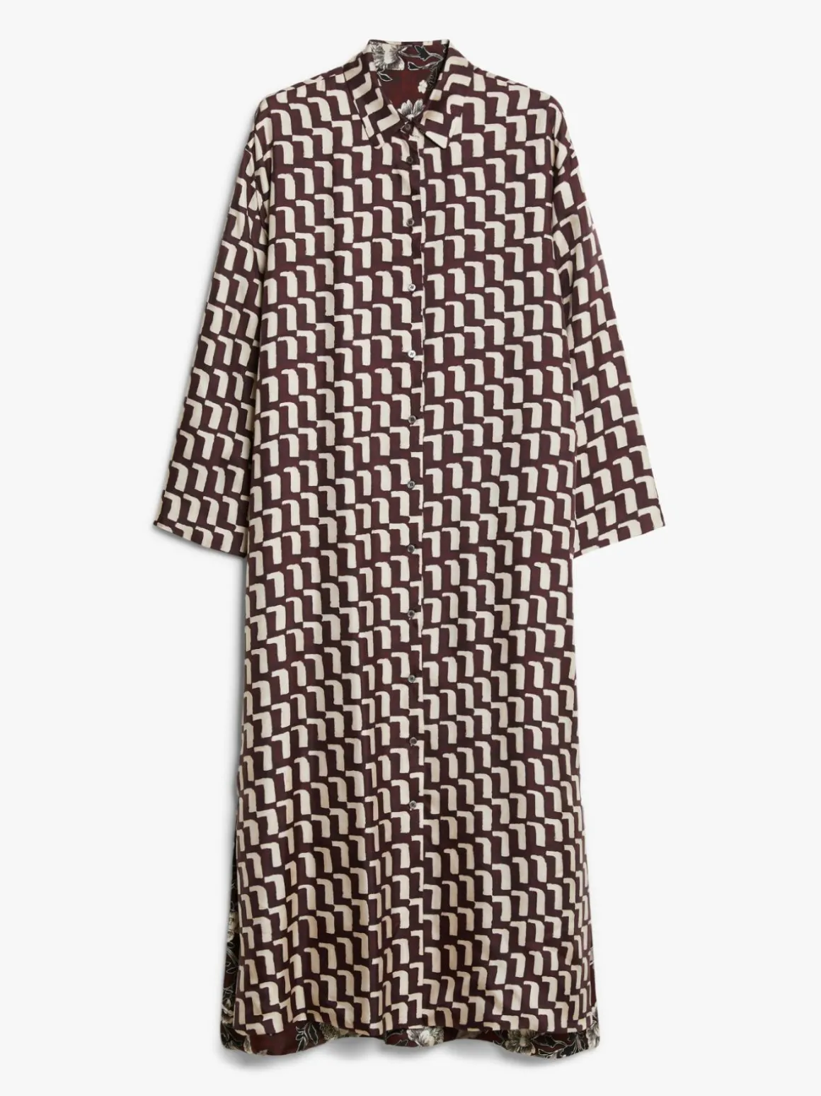 Reversible silk shirt dress