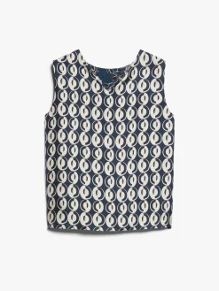 Reversible sleeveless top in printed silk