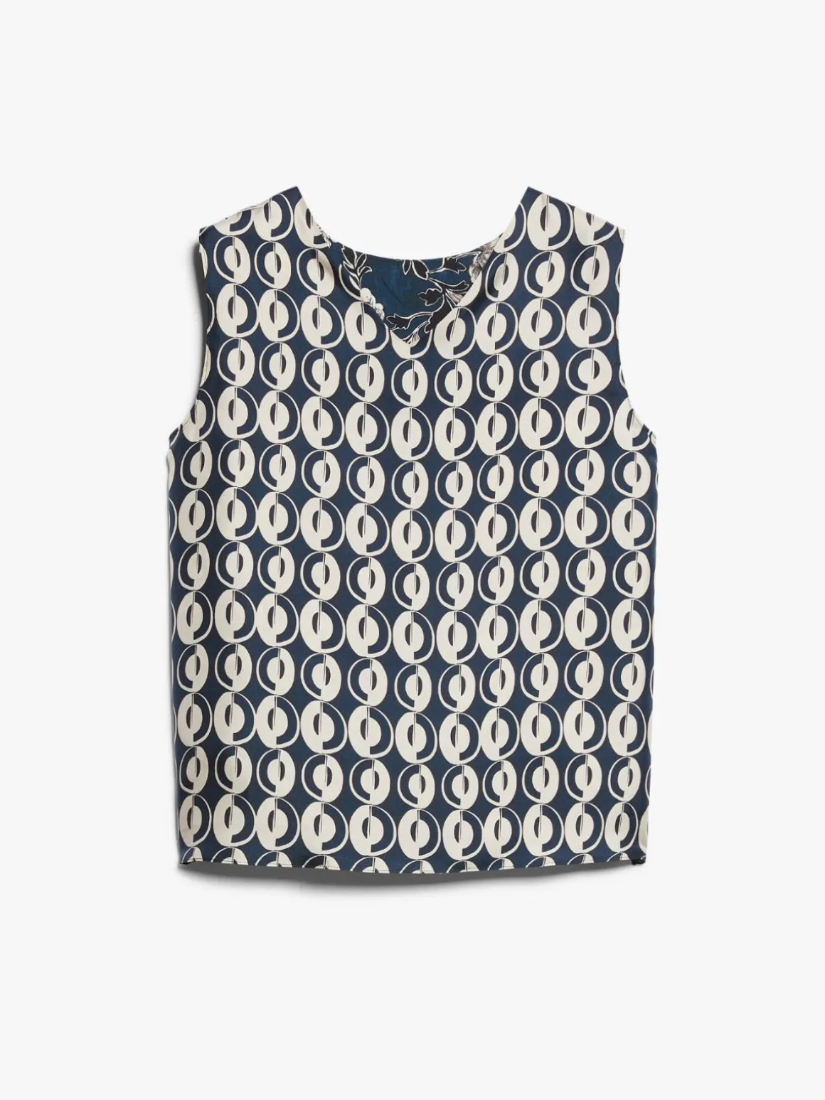 Reversible sleeveless top in printed silk