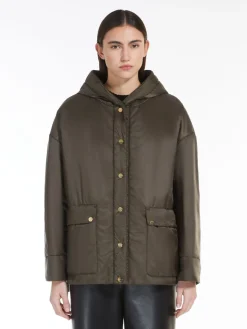 Reversible technical canvas padded sweatshirt