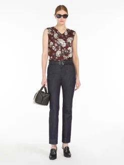 Reversible top in printed silk