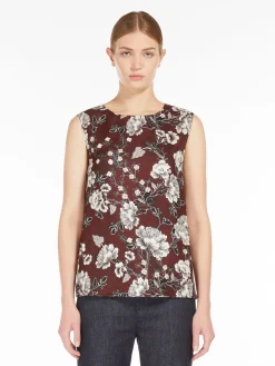 Reversible top in printed silk