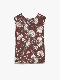 Reversible top in printed silk