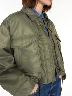 Reversible water-repellent twill bomber jacket
