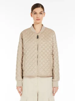 Reversible water-repellent canvas padded bomber jacket