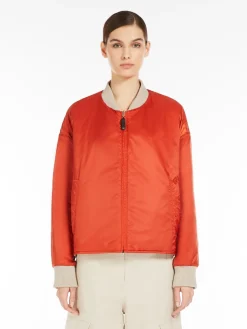 Reversible water-repellent canvas padded bomber jacket