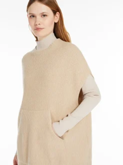 Rib-knit cape