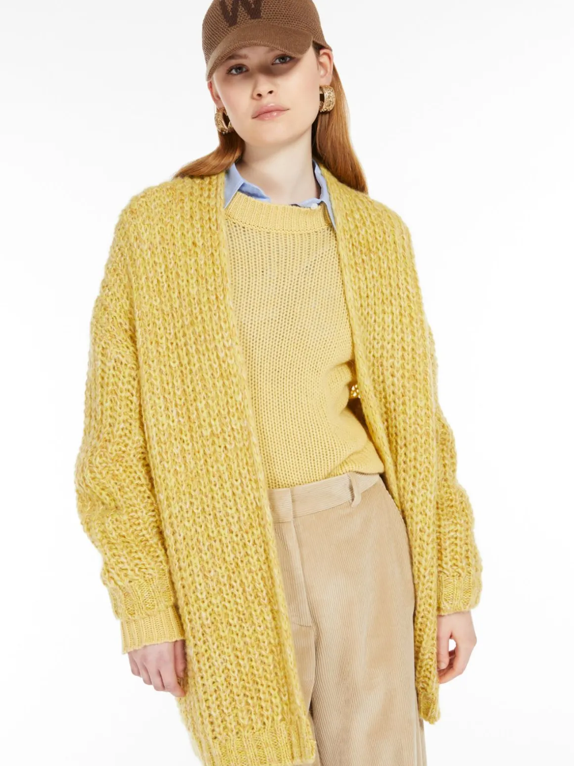 Rib-knit mohair chiné cardigan