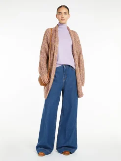 Rib-knit mohair chiné cardigan