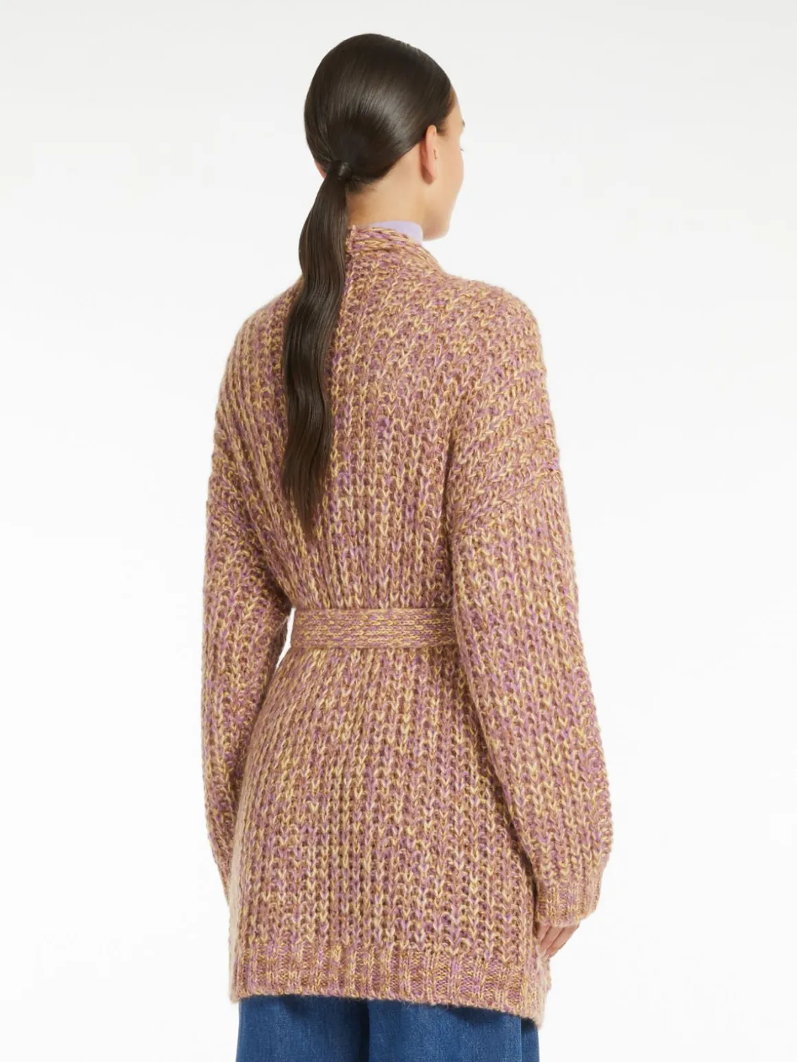 Rib-knit mohair chiné cardigan