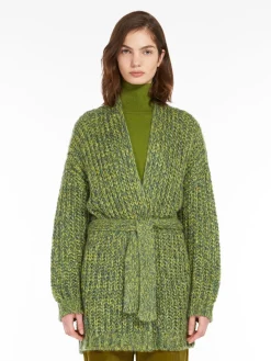 Rib-knit mohair chiné cardigan