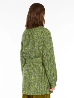 Rib-knit mohair chiné cardigan