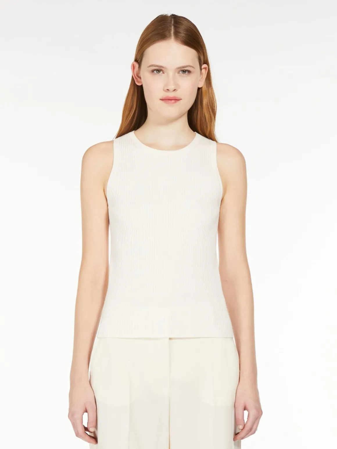 Rib-knit viscose top