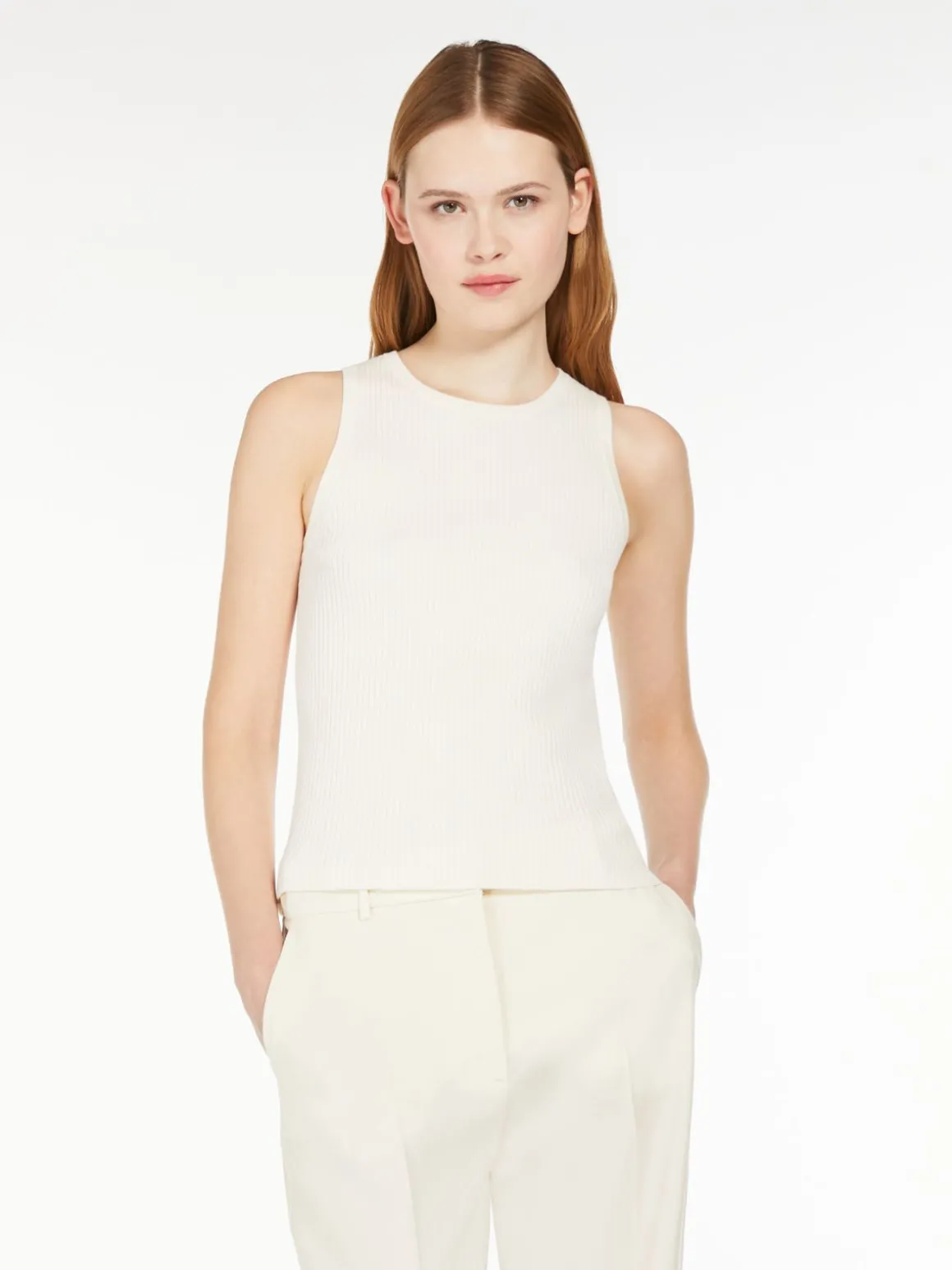 Rib-knit viscose top
