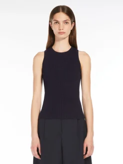 Rib-knit viscose top