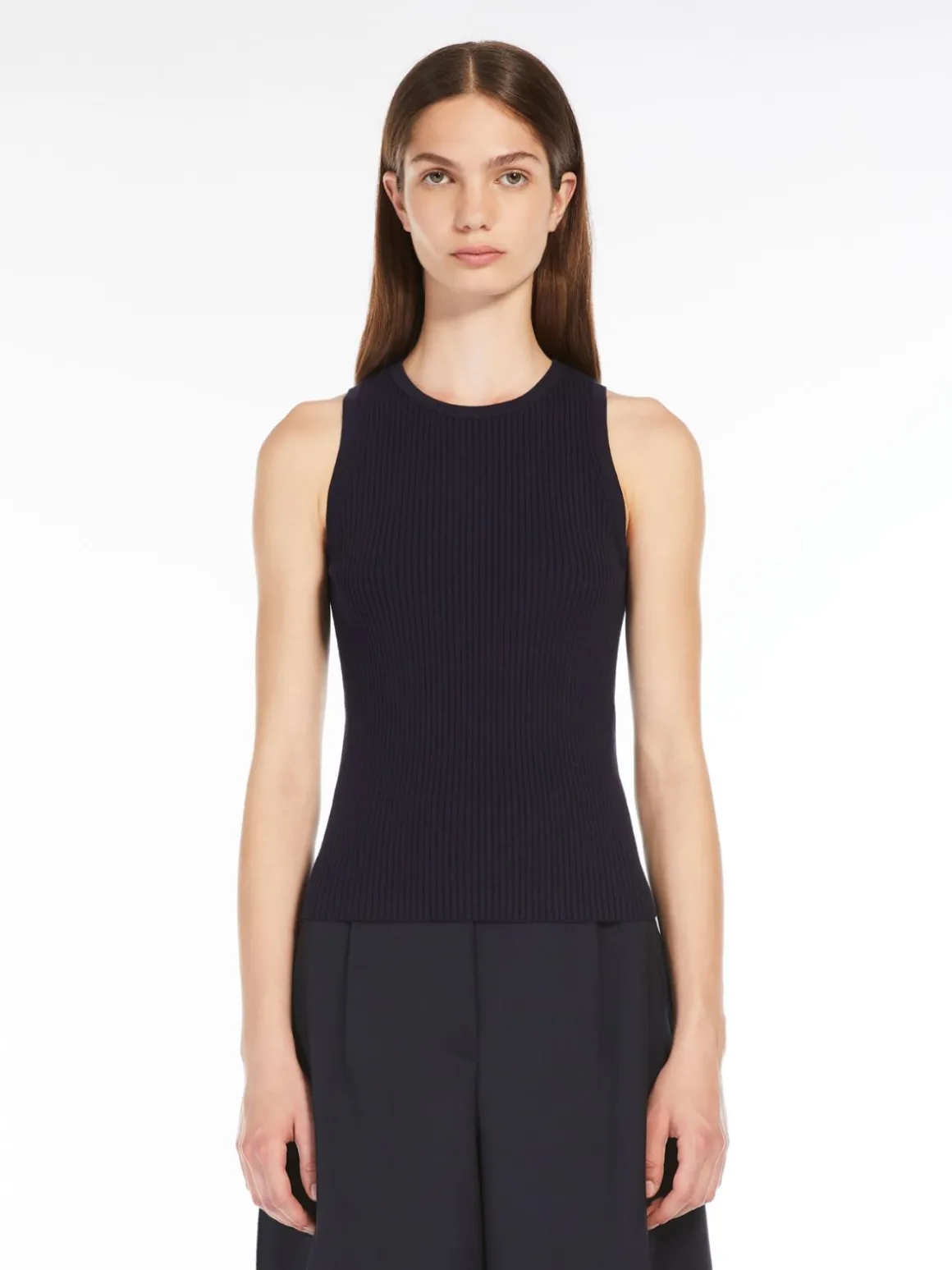 Rib-knit viscose top