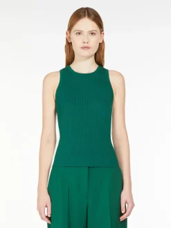 Rib-knit viscose top