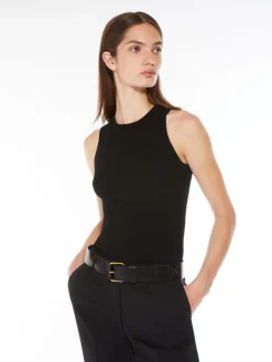 Rib-knit viscose top