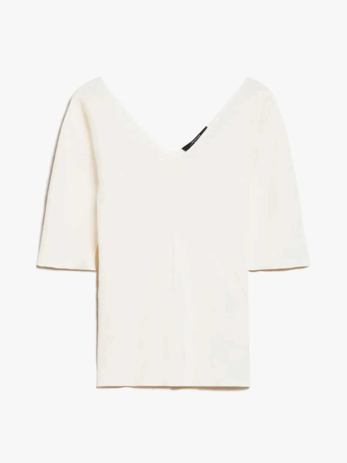 Rib-knit viscose V-neck sweater