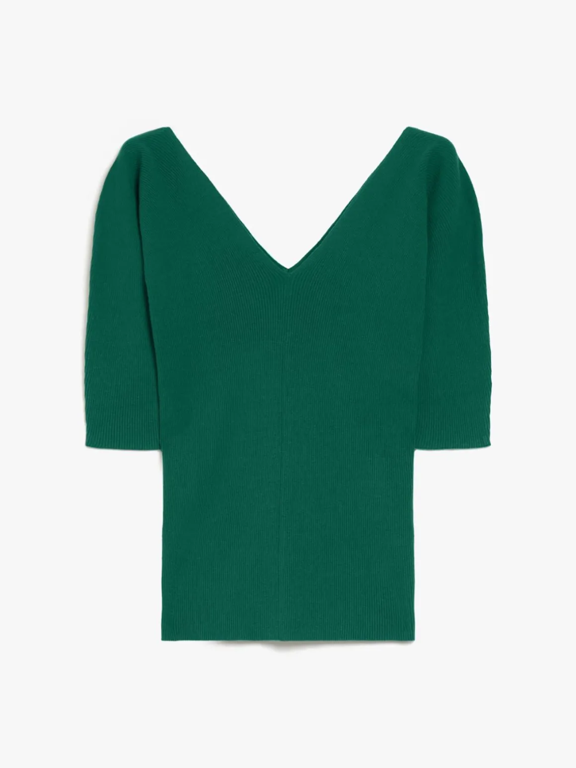 Rib-knit viscose V-neck sweater