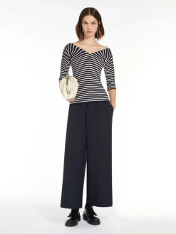 Rib-knit viscose V-neck sweater