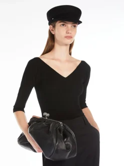 Rib-knit viscose V-neck sweater