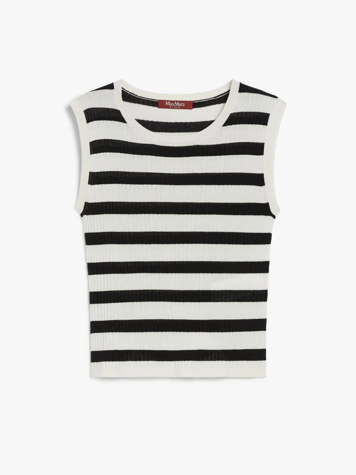Rib-knit wool and silk top