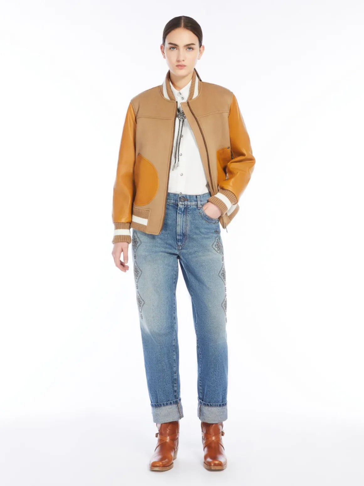 Ruched cotton twill shirt