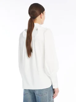 Ruched cotton twill shirt