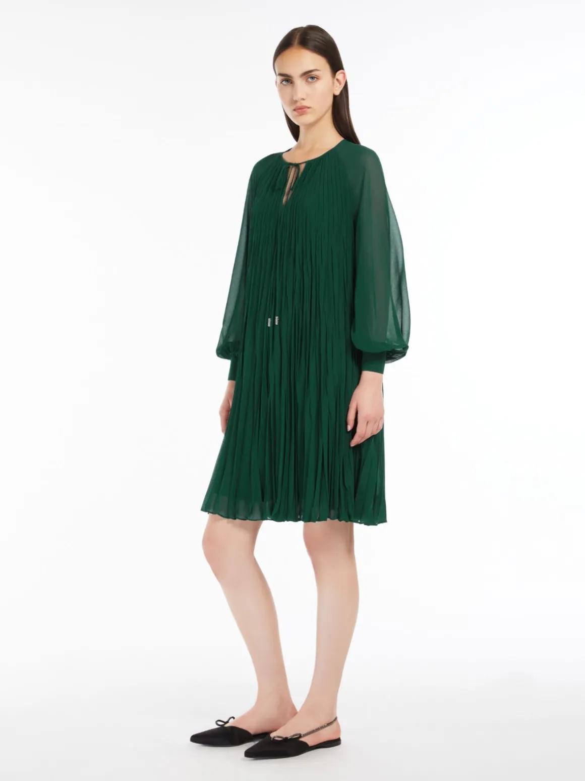Sablé georgette flared dress