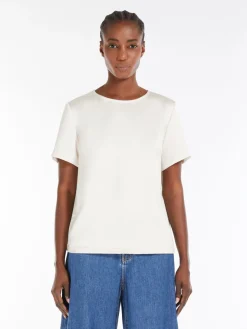 Satin and jersey T-shirt