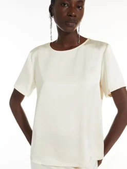 Satin and jersey T-shirt