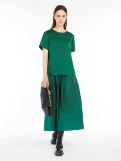 Satin and jersey T-shirt