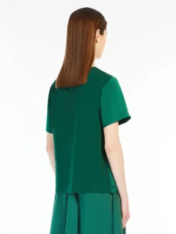 Satin and jersey T-shirt
